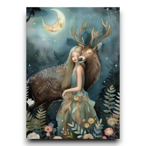 A6 Ansichtkaart – Hugging animals: hert