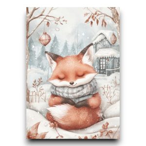 A6 Ansichtkaart – Cute Winter Animals: Sitting in the snow