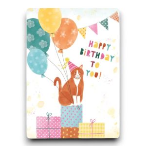 A6 Ansichtkaart – Cat with party hat! Happy birthday to you
