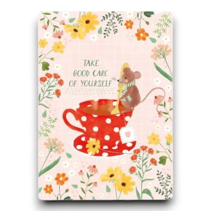 A6 Ansichtkaart – Take good care of yourself (muis met theekopje)