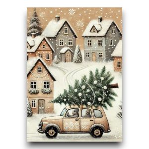 A6 Ansichtkaart – Winter Village: Tree delivery