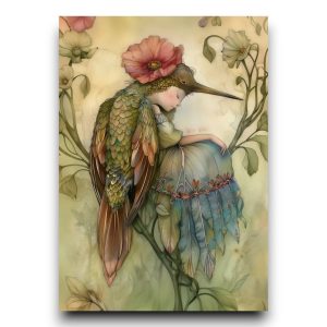 A6 Ansichtkaart – Birds & Fairies: Elf met kolibrie