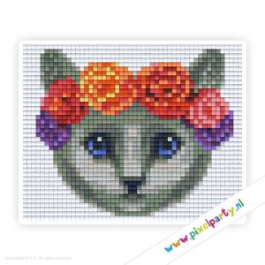 #1A013 – Kat grijs bloemenkrans