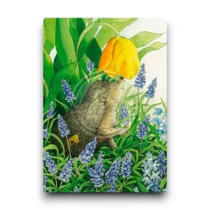 A6 Ansichtkaart – Egel met bloem