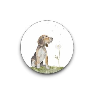 Sluitsticker los – Hond met een paardenbloem
