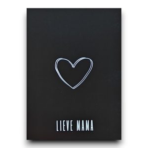 A6 Ansichtkaart – Zwart-wit – Hartje lieve mama