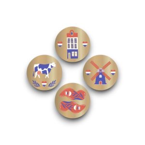 Stickers Hollandse iconen op goudfolie