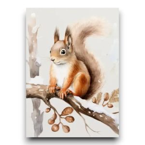 A6 Ansichtkaart – Winter eekhoorn