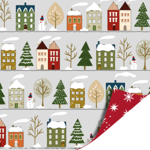 Inpakpapier 30cm – Winter houses stars