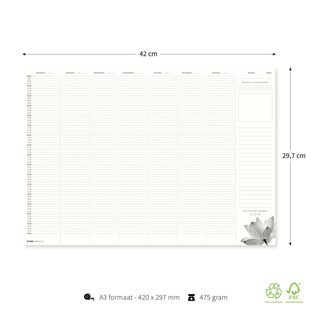 Weekplanner A3 deskplanner Lotus - Afbeelding 3