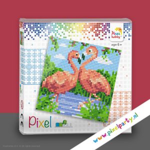 Pixel Set Twee Flamingo’s – 12x12cm