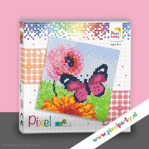 Pixel Set Vlinder en Bloem – 12x12cm