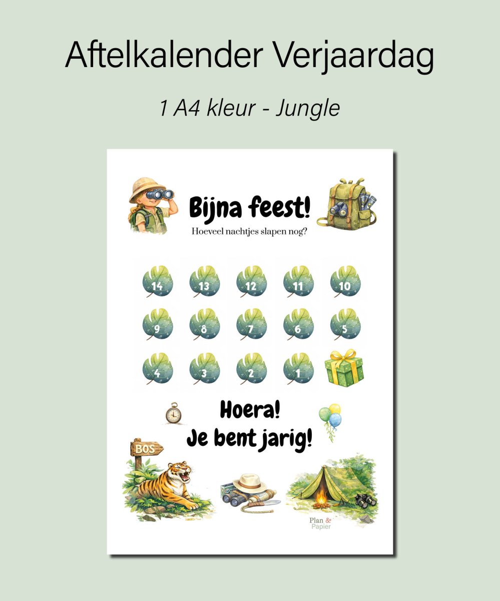 Aftelkalender verjaardag Jungle