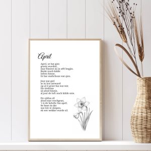 Poëzieposter: Gedicht April (Frysk)