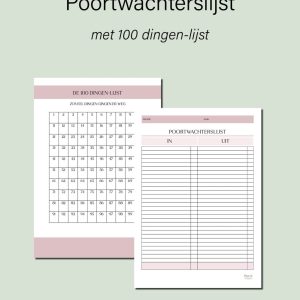 Poortwachterslijst en 100 dingen-lijst