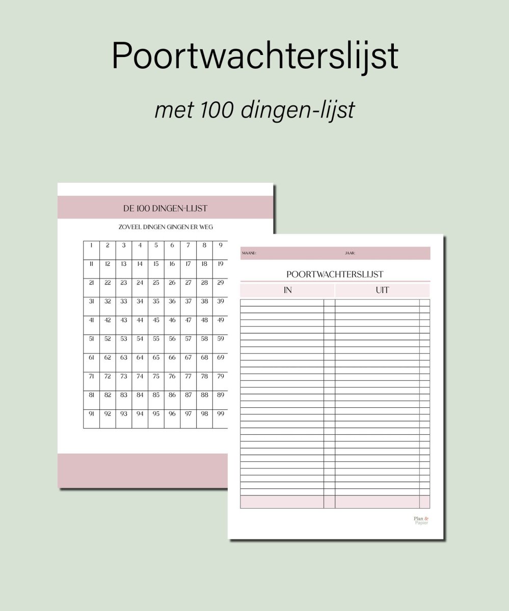 Poortwachterslijst en 100 dingen-lijst